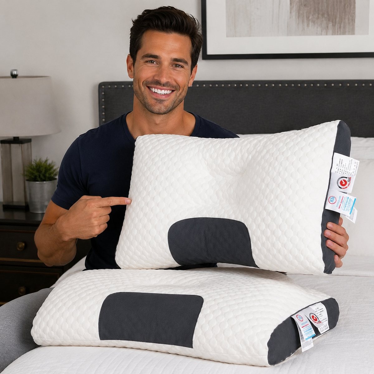 Almohada de punto ergonómica 3D