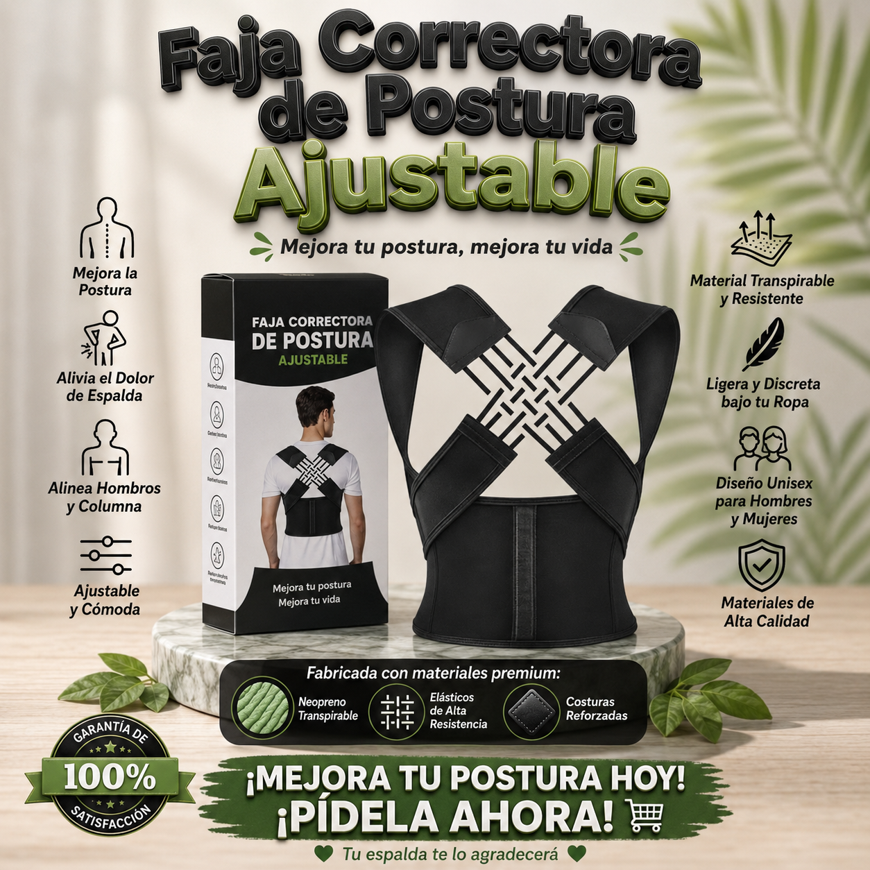 Faja Corrector de Postura Ajustable