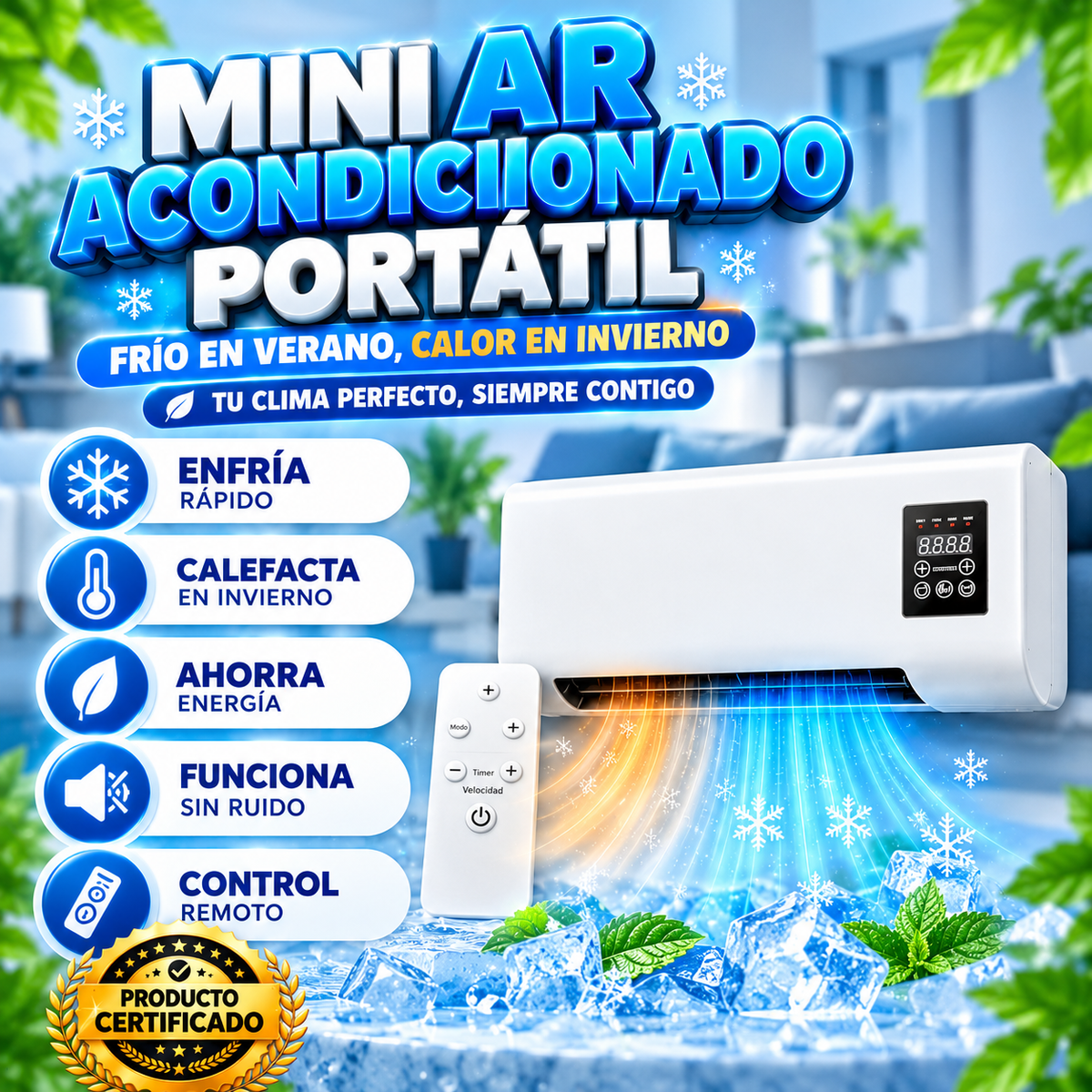 Mini aire acondicionado portátil 2 en 1