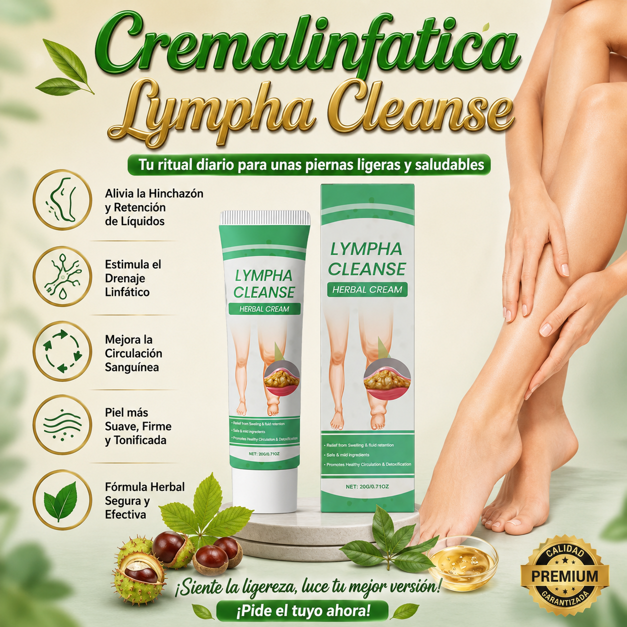 Crema herbal detox linfática
