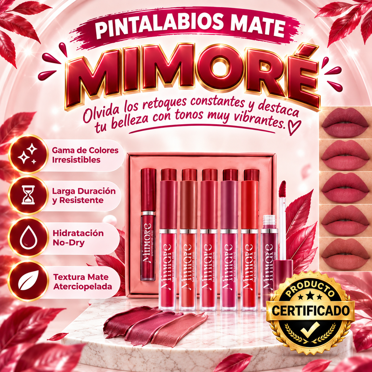 Set de 6 pintalabios color mate