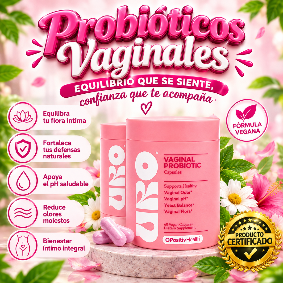 Probióticos vaginales para el cuidado íntimo femenino