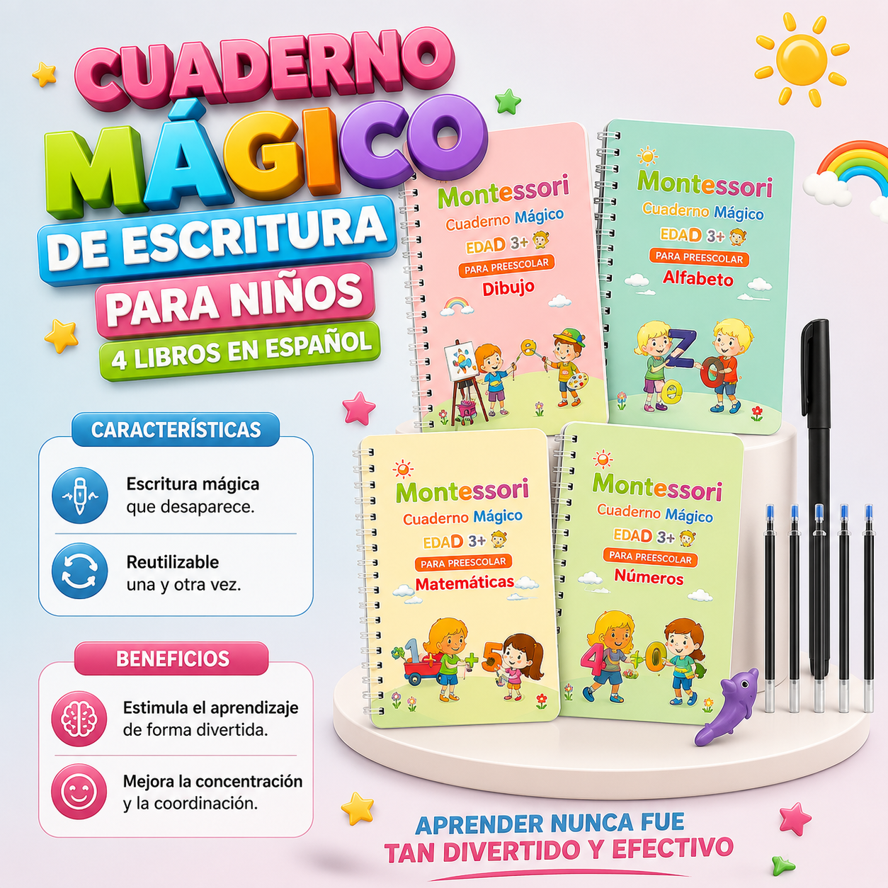 Cuaderno mágico de escritura para Niños 4und Español