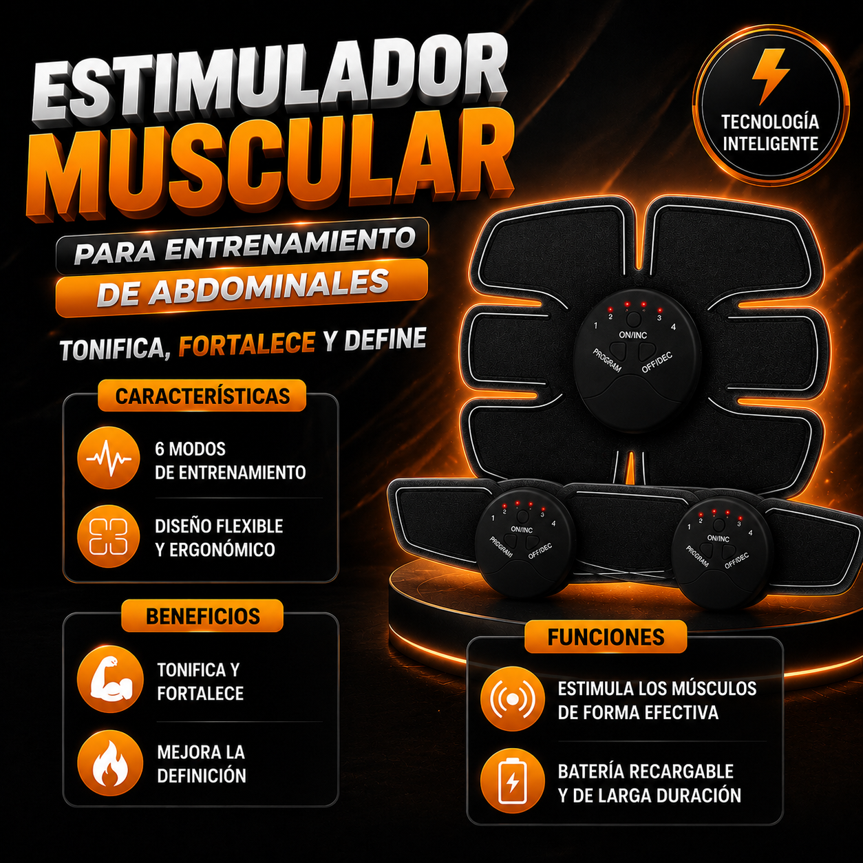 Estimulador muscular para abdominales