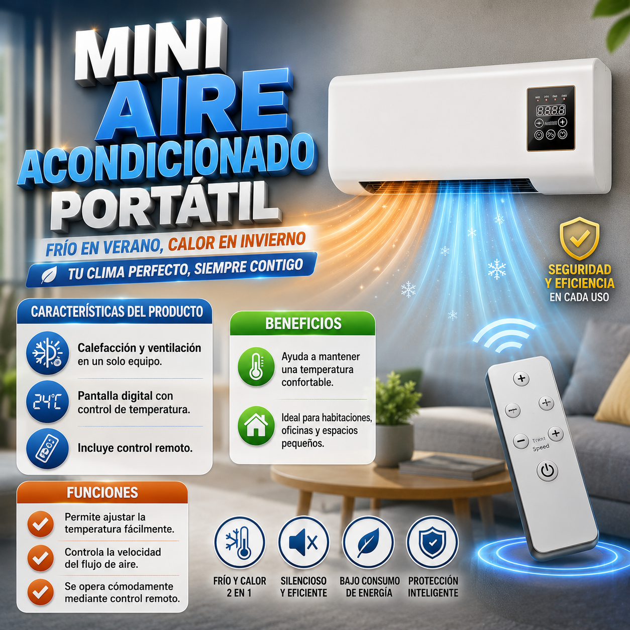 Mini aire acondicionado portátil 2 en 1