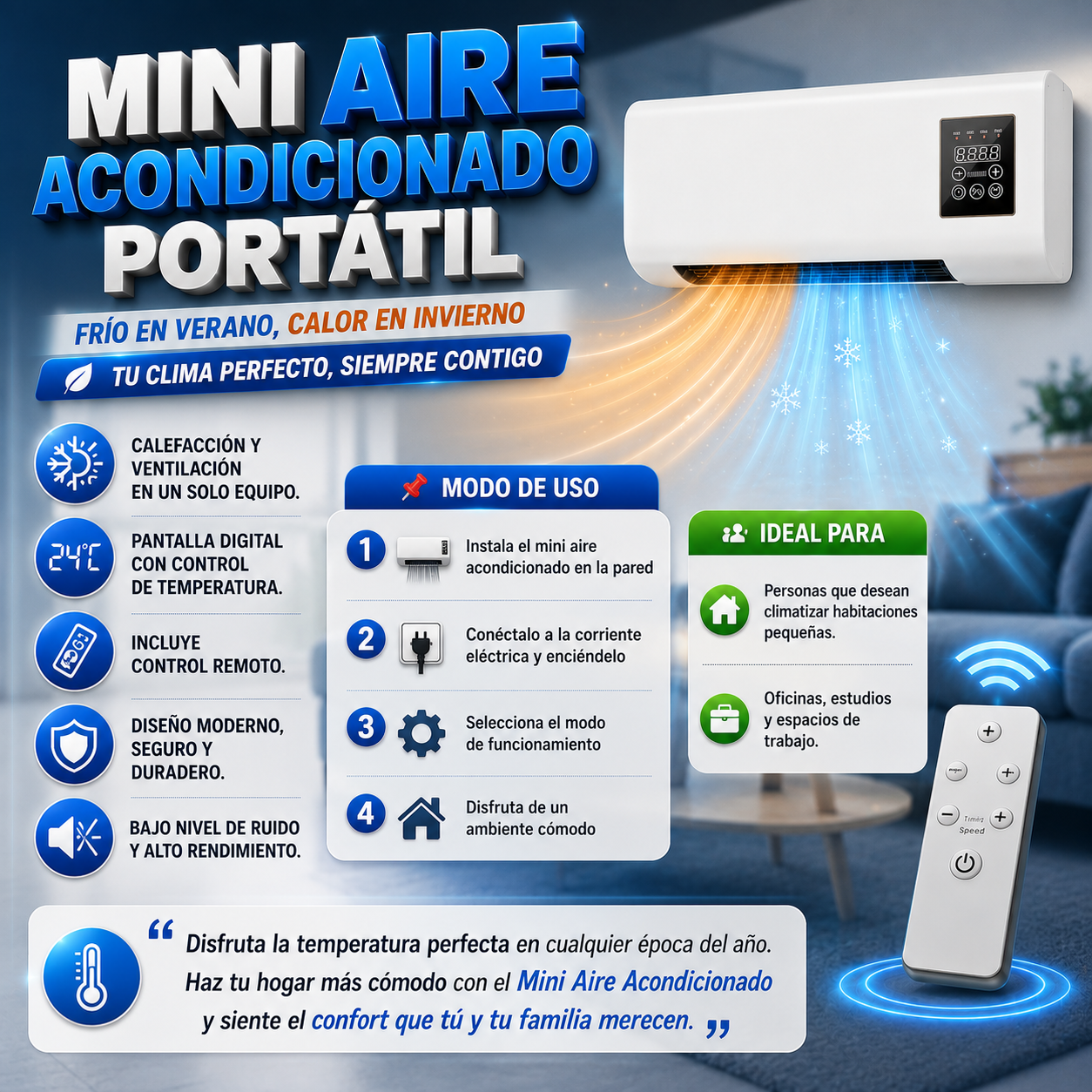 Mini aire acondicionado portátil 2 en 1